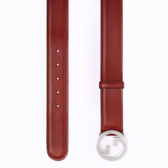 Gucci Red Leather Belt with Silver Buckle main image 9
